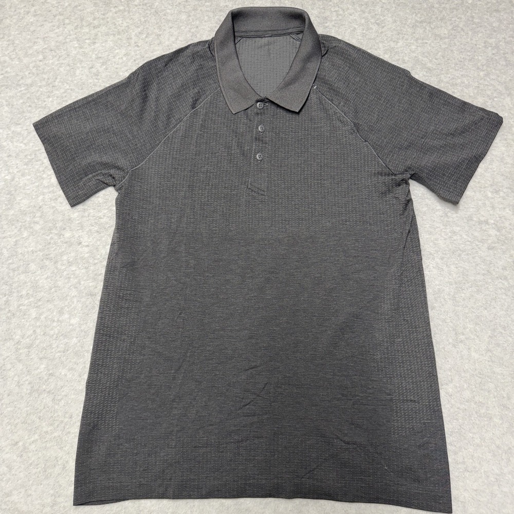 Lululemon Metal Vent Tech Polo Shirt Mens Medium Black Solid Golf Stretch